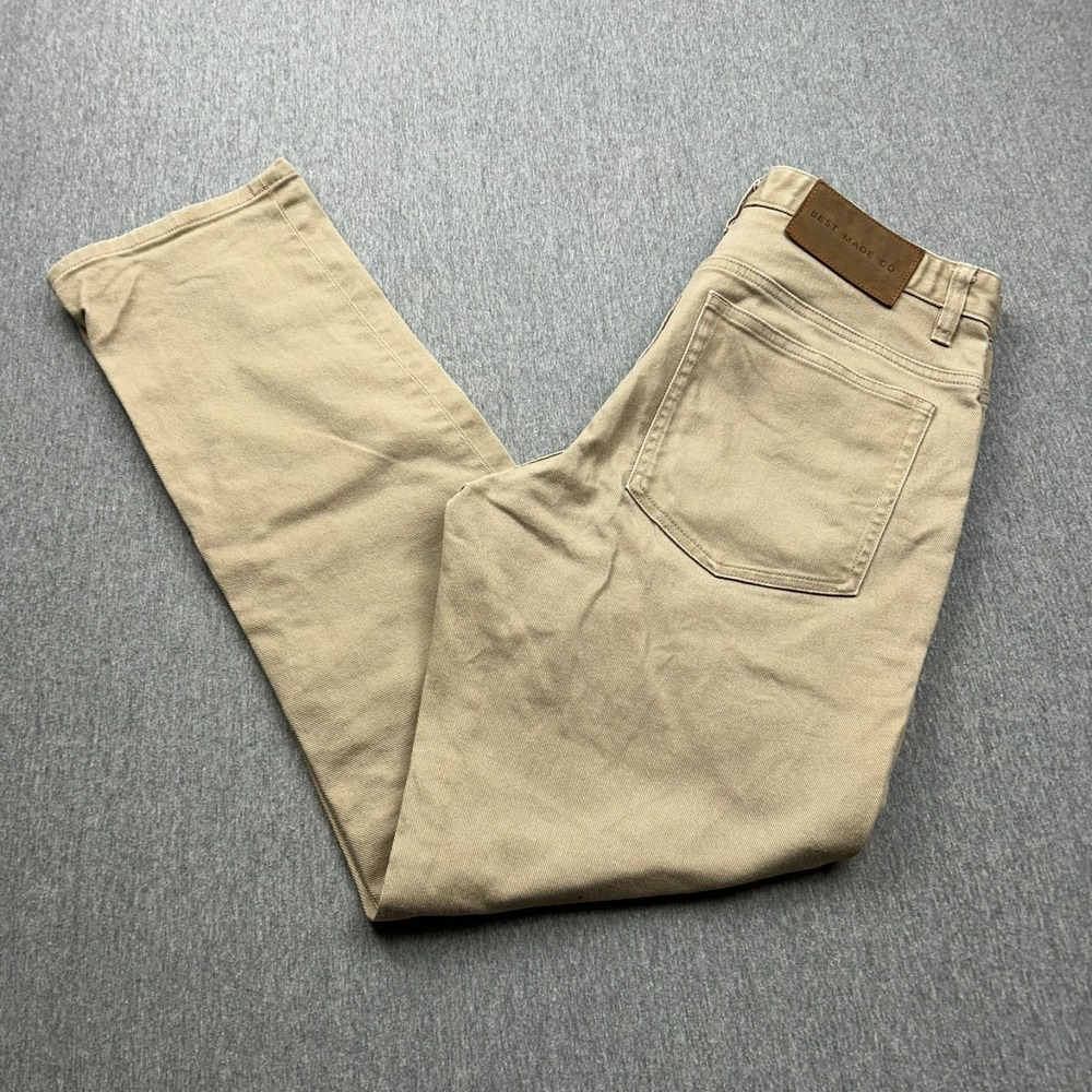 Best Made Co Khaki Denim Pants Mens 32x31 Fits 32x31 Straight Leg Jeans